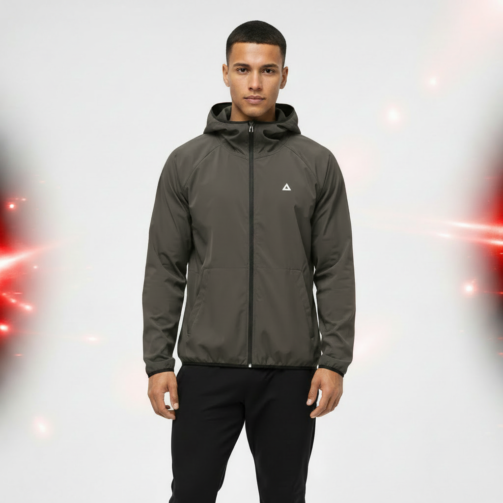 Running Hoodie Waterproof - Gris encuadre cuadrado