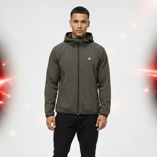 Running Hoodie Waterproof - Gris encuadre cuadrado